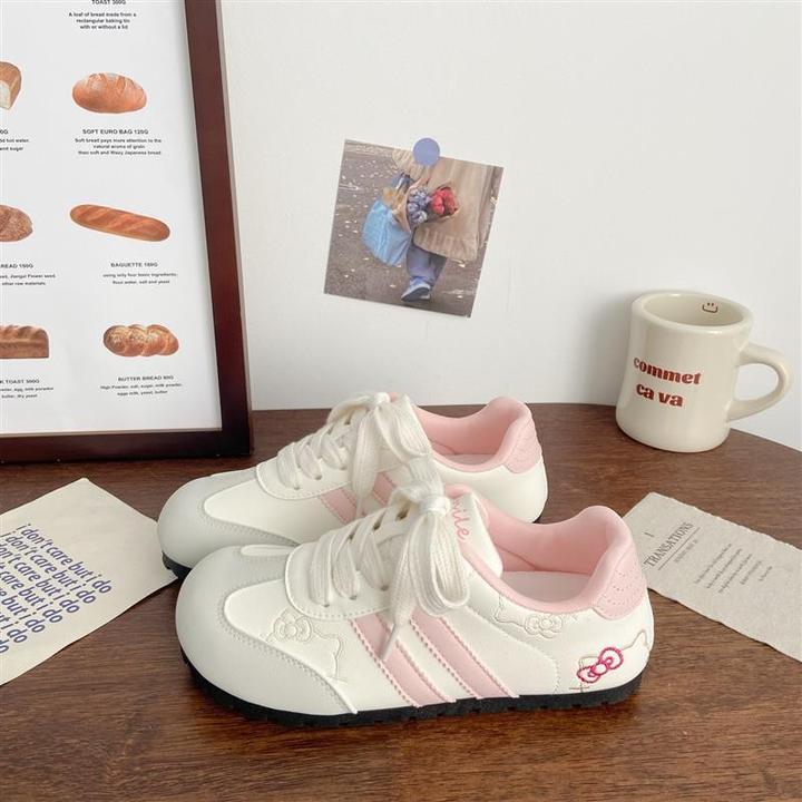 丑萌德训板鞋女粉色春季新款chic小众设计圆头学生芭蕾阿甘小白鞋