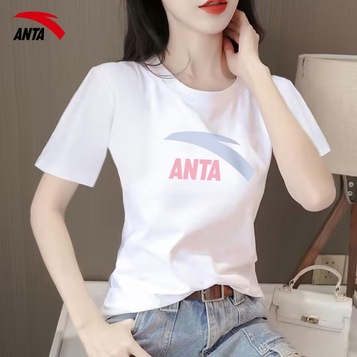 安踏短袖t恤女白色显瘦休闲半袖夏季新款正肩圆领上衣女962528118