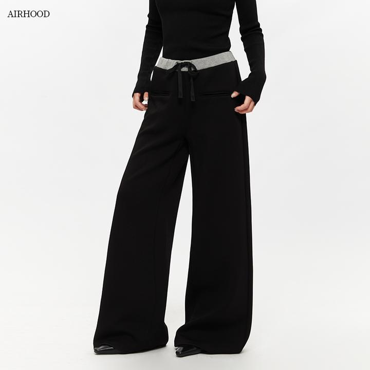 AIRHOOD 秋季新款休闲裤女运动阔腿裤高腰拖地直筒百搭卫裤N5470