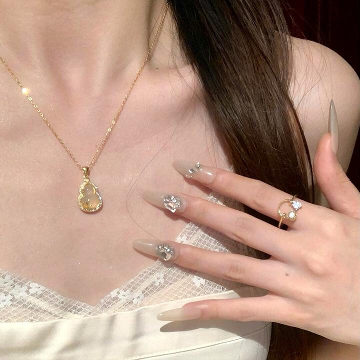 合金项链 金枝玉叶~葫芦项链女款竹叶吊坠高级感轻奢小众锁骨链