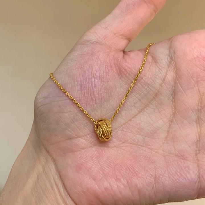 卡柒 铜合金项链 金色环环相扣麻花项链复古轻奢气质高级感锁骨链