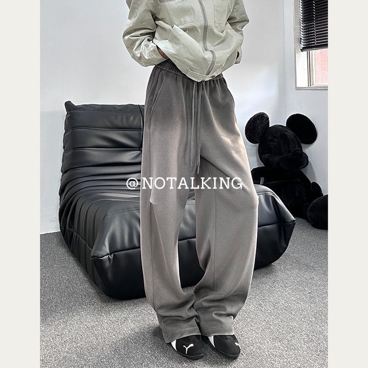 No talking“春秋重磅新款”喷染巴黎灰男款卫裤宽松潮牌男生裤子