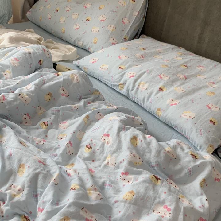 A类100%全棉双层纱四件套柔软亲肤透气纯棉床上用卡通碎花三件套