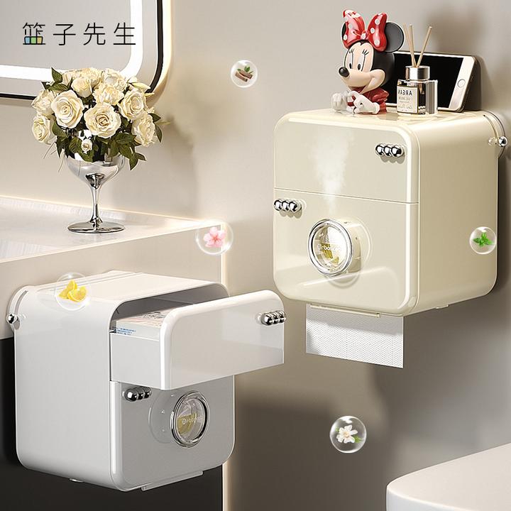 吸盘卫生间厕纸盒免打孔防水厕所纸巾盒洗手间壁挂式卫生纸置物架
