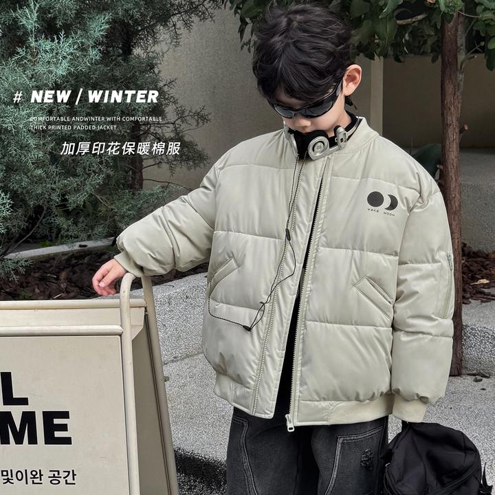 清仓!拉萨发货 120码儿童冬韩版字母夹克保暖男童棉服夹克帅外套