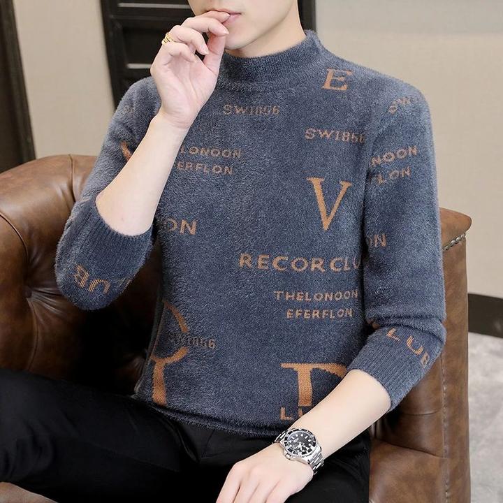 恒源祥集团高档毛衣男半高领冬季加绒加厚保暖防寒帅气打底中领双