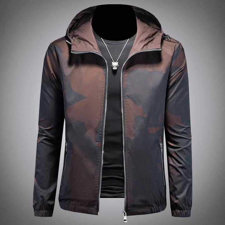 连帽休闲夹克衫外套男士春秋季新款潮流帅气衣服个性印花开衫外套