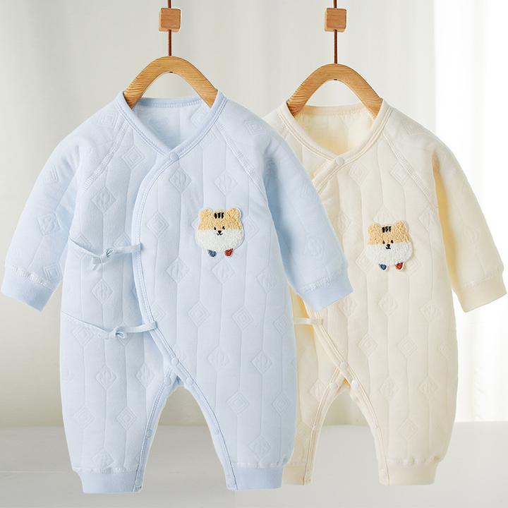 新生儿睡衣宝宝衣服a类服装0-3月夹棉秋冬款连身衣周岁服装男宝宝