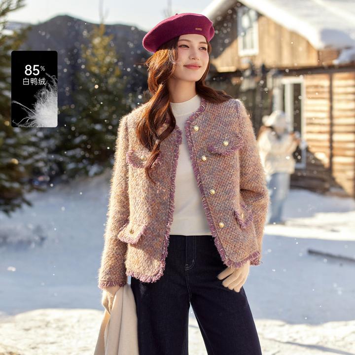 【轻奢千金风羽绒服】纤莉秀大码女装百搭显瘦冬款外套QJ5365