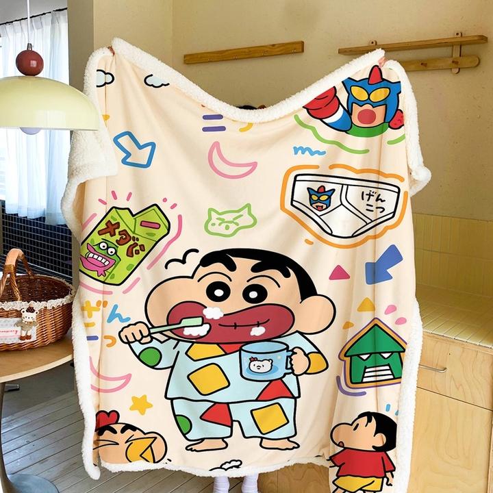 可爱蜡笔小新北极绒毛毯四季空调双面绒小毯子办公室午睡双面绒毯