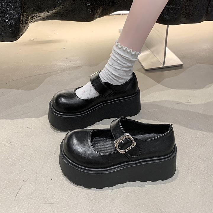 松糕厚底玛丽珍小皮鞋女2025春季新款法式复古圆头日系jk增高单鞋