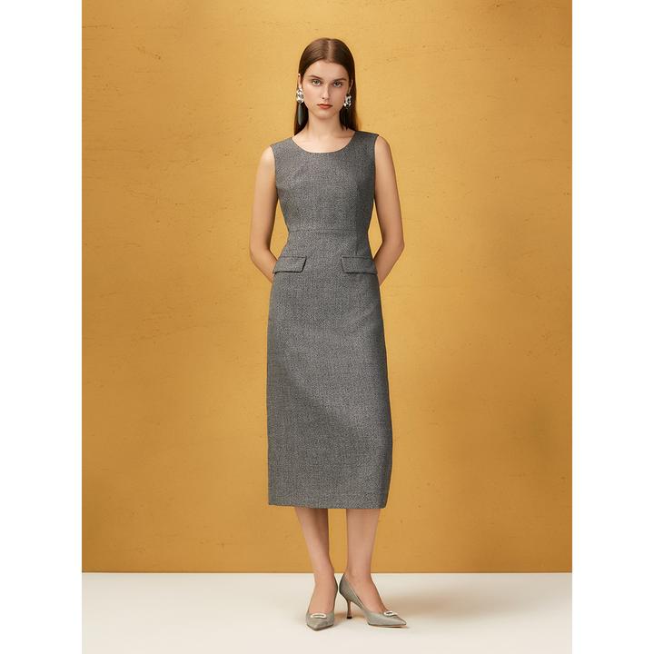 Song of Song歌中歌2025冬季新深灰无袖X廓形连衣裙5C65505010