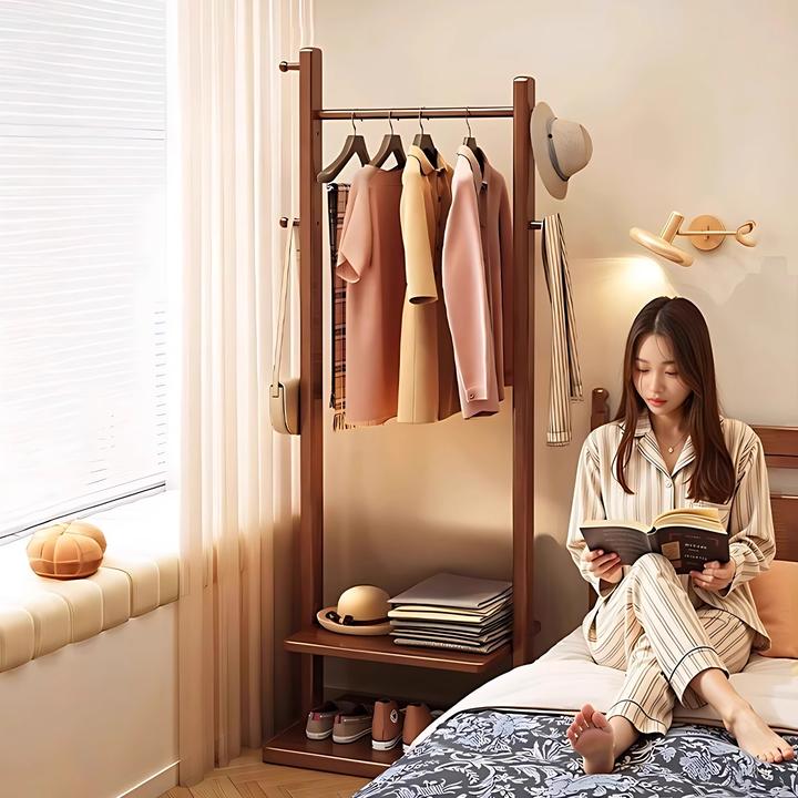 衣帽架实木落地卧室挂衣架家用现代简约小户型置物网红新款衣服架