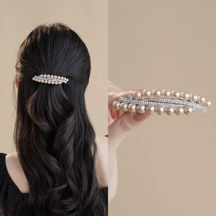 高级感后脑勺发夹轻奢优雅弹簧夹马尾夹半扎发量少时尚一字夹发饰