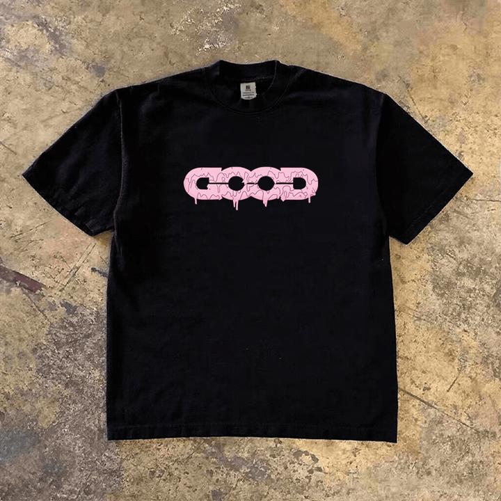【切克Now】GOOD字母溶解潮牌印花短袖百搭圆领爆款小众设计感纯棉