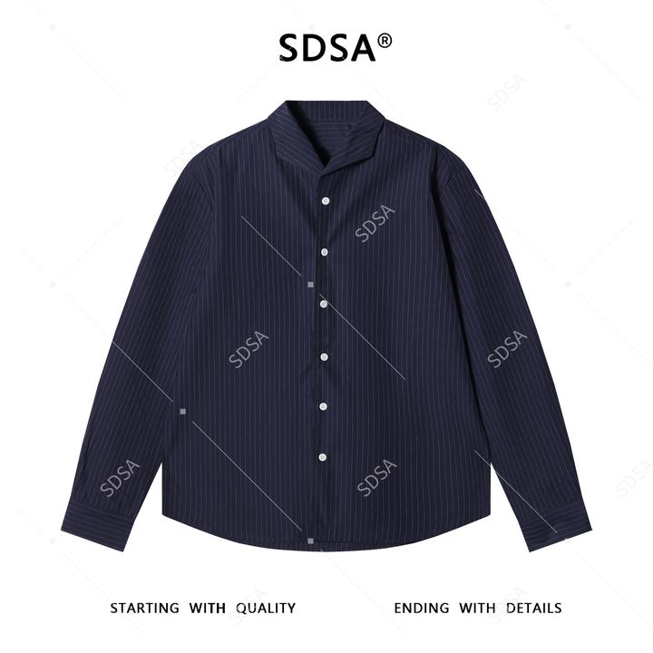 SDSA男士秋冬新款痞帅男装复古撞色竖纹长袖衬衫百搭商务时尚衬衣