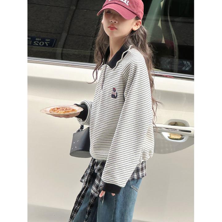K30129孙小美韩系女童polo衫卫衣2025新款秋冬装儿童加绒加厚上衣