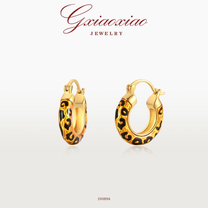 G XIAOXIAO 镀K金 气质复古轻奢高级感豹纹U形耳环 DH894