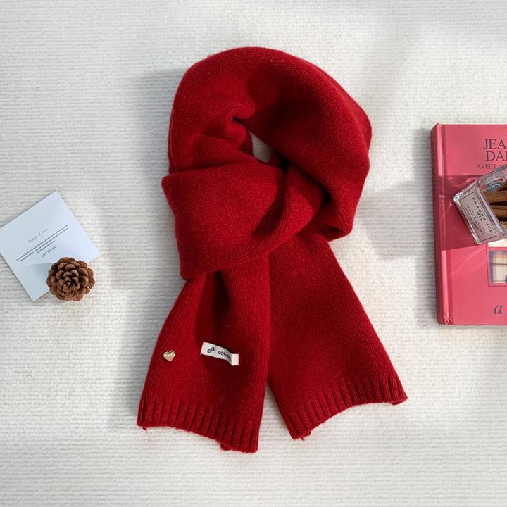 AMOS ROBIN小众澳洲羊毛100%精选围巾高版本金标爱心冬季轻奢风