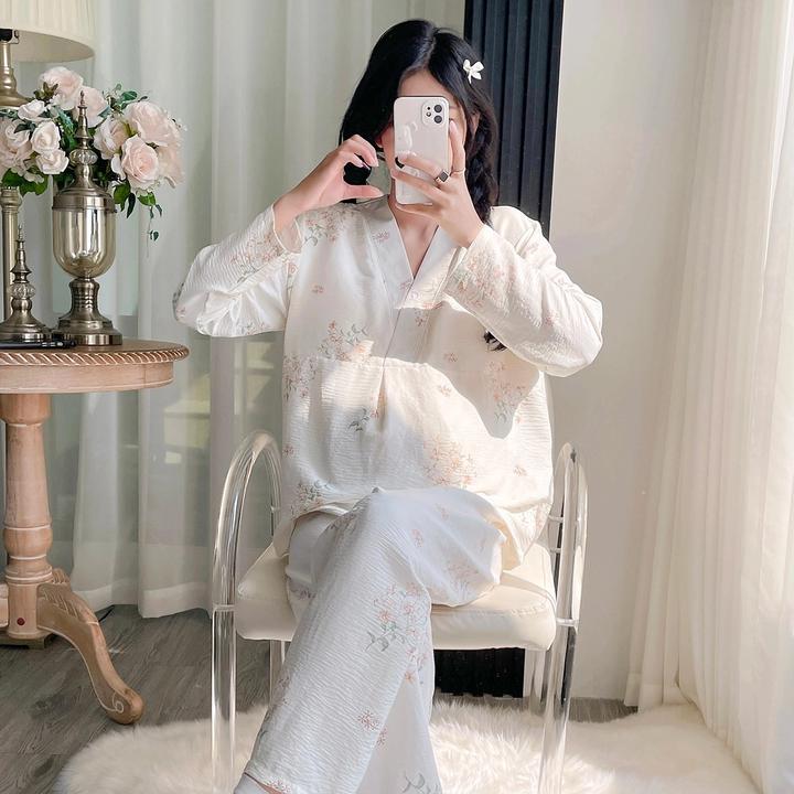 【买一送一带胸垫】春夏秋季月子服长袖产后薄款宽松孕妇哺乳睡衣