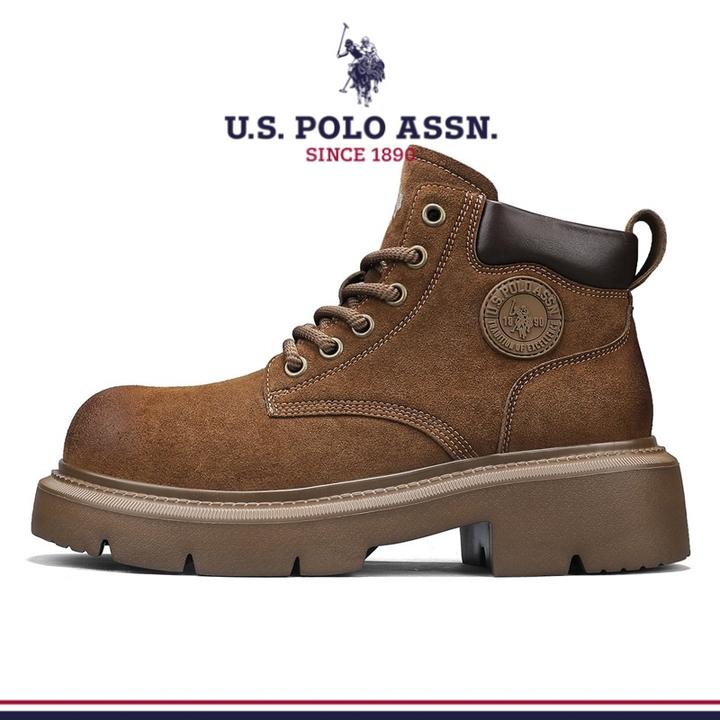 U.S. POLO ASSN.马丁靴冬季新款高帮男鞋防滑板鞋厚底增高工装鞋