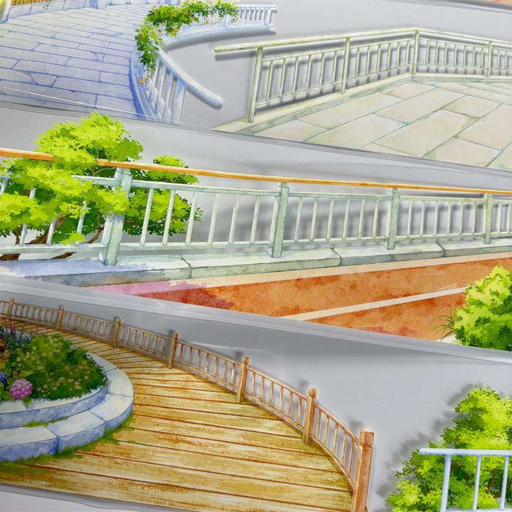 手帐分装胶带a689沿湖步道景物志护栏过道PET古风素材账流麻贴纸