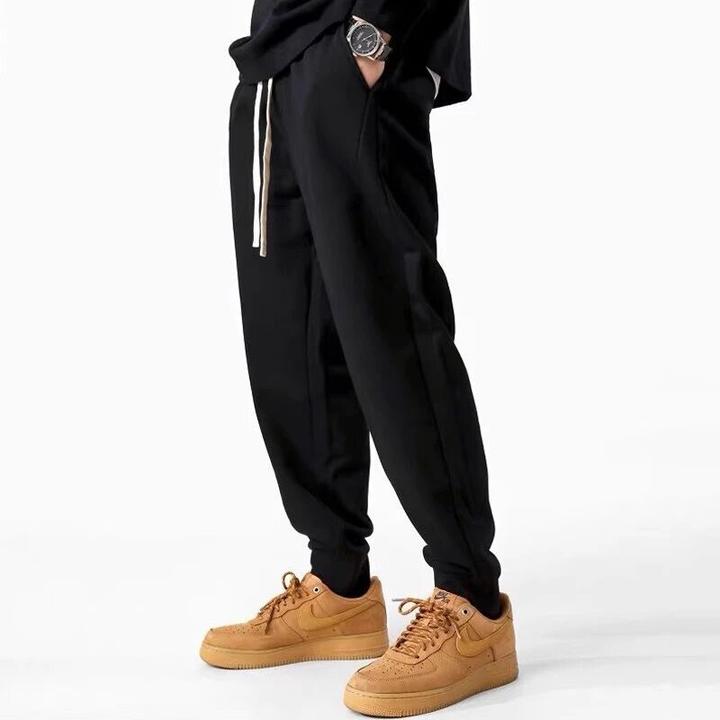 仓石一树潮牌束脚卫裤男春秋款2025新款哈伦裤宽松黑色重磅休闲裤