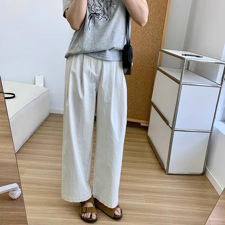 九分直筒洋气工装裤休闲女时尚宽松韩版高腰显瘦百搭小个子阔腿裤