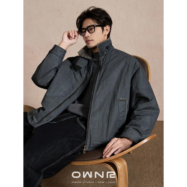 OWNR 黑色毛领保暖白鸭绒羽绒服男2025秋冬高级感加厚短款外套