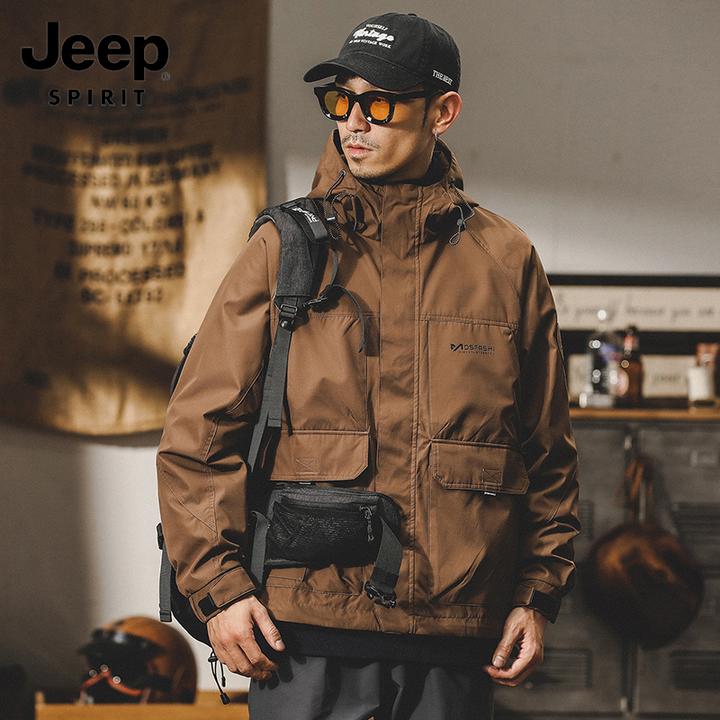 JEEPSPIRIT美式工装外套男秋季户外夹克男士派克服翻领春秋男款