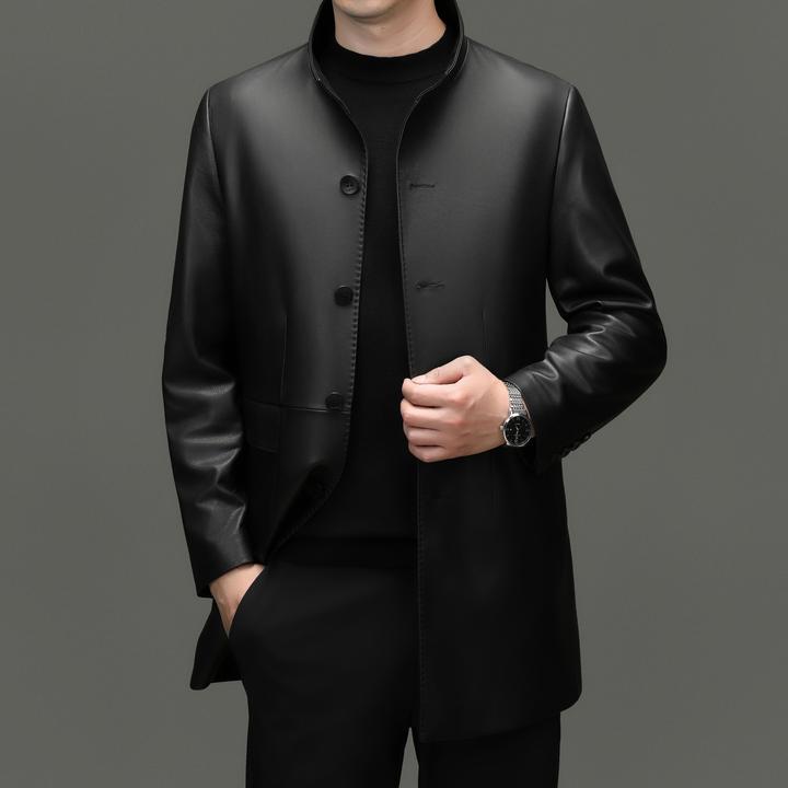 【绵羊皮】中长款真皮皮衣男士风衣男商务休闲大衣高端品牌外套男款