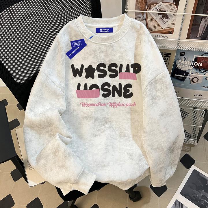WASSUP UOSNE重磅圆领秋季卫衣外套男中山美式休闲cleanfit上衣服