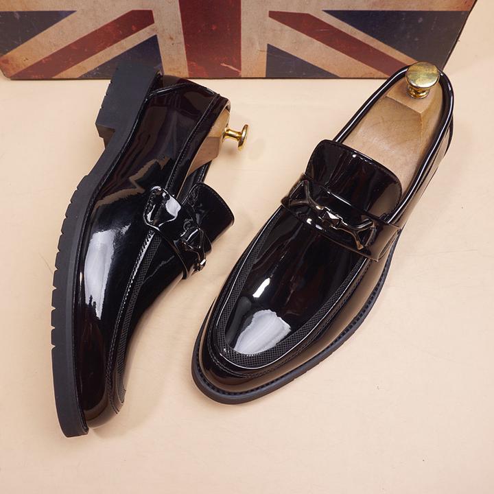 DMXUXM『设计风』轻松搭配~匠心制作~新款漆皮软底内增高休闲皮鞋男