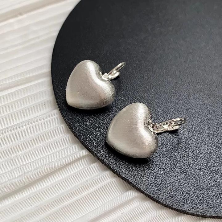 铜合金耳饰 金属拉丝爱心耳扣小众时尚高级独特耳饰拉丝耳环耳环