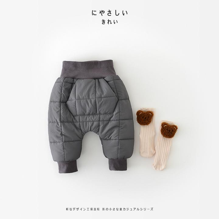 冬季儿童棉裤2025新款韩版加厚童裤宝宝绗棉格子高腰pp裤外穿棉裤