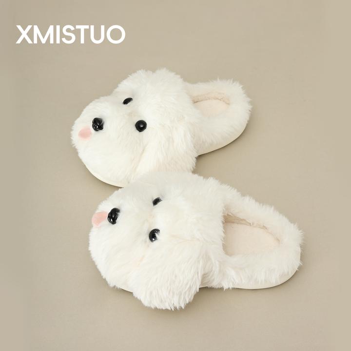 毛毛包跟拖鞋男女款西高地潦草小狗厚底棉鞋可爱学生保暖防滑秋冬