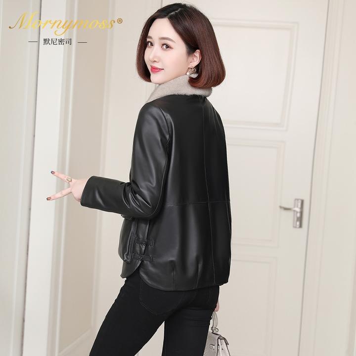 默尼密司品牌真皮羽绒服女冬季新款休闲韩版小皮衣绵羊皮夹克外套