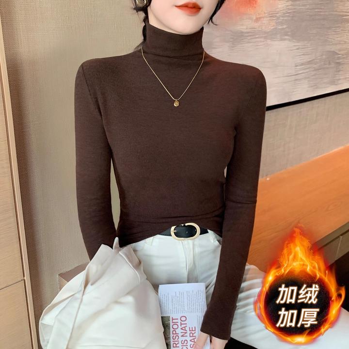 深灰色半高领长袖打底衫内搭新款秋冬季显瘦百搭加厚保暖上衣秋季