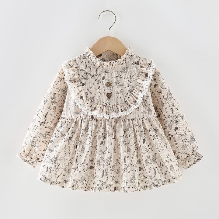小清新女童公主裙罩衣秋冬防水防脏宝宝罩衣幼儿园外穿洋气防护衣