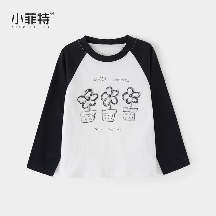 小菲特秋季新款女童装长袖T恤中大童休闲时尚儿童打底衫YNYQ52476