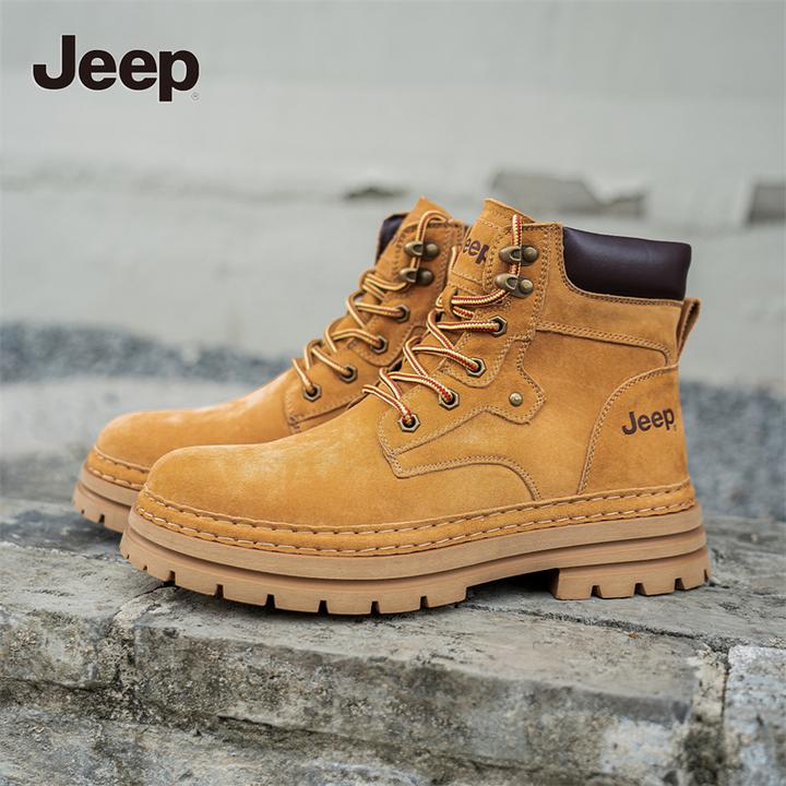 Jeep吉普秋季新款户外靴子大黄百搭时尚鞋子男款马丁靴男士男鞋