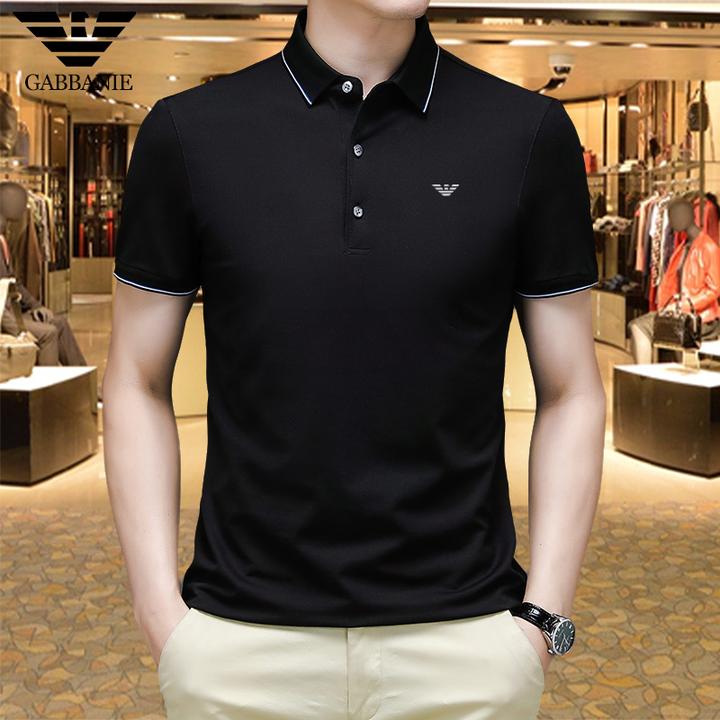 专柜正品薄款短袖T恤男桑蚕丝商务休闲冰丝上衣翻领男士POLO衫