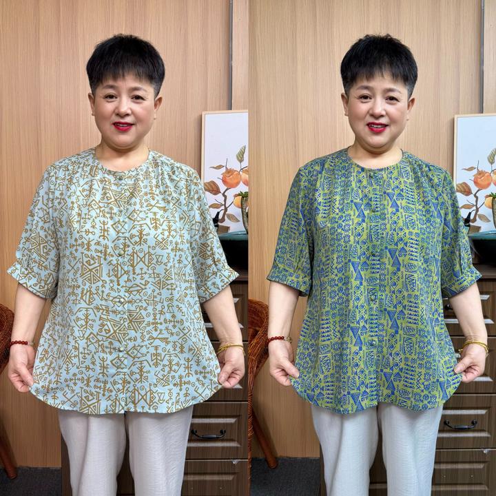 【200斤可穿】夏季减龄中年薄款开衫显瘦上衣加肥加大半袖妈妈装
