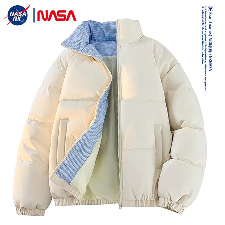 NASA联名冬季撞色立领棉衣男女同款情侣面包棉服加厚保暖休闲棉袄