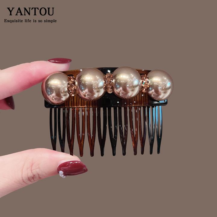 高级感大珍珠发梳女2025新款防滑插梳碎发刘海发卡LN-10175