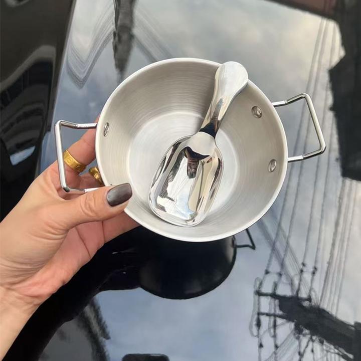 ANBOX SUS304不锈钢碗 可爱双耳碗+卡沙巴拉勺