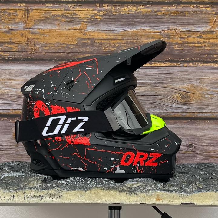 orzORZ摩托车越野头盔全覆式电动车山地速降安全帽男女拉力全盔