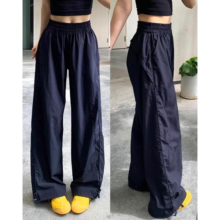 藏青色速干工装裤女2025夏季新款休闲直筒宽松百搭阔腿运动裤