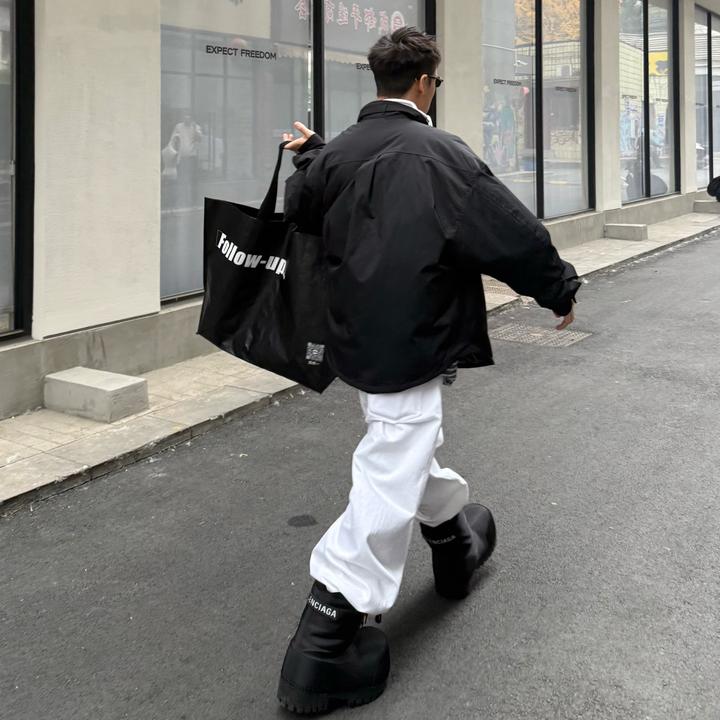 冬季 美式休闲/cleanfit风格的男士立领衬衫 痞帅松弛