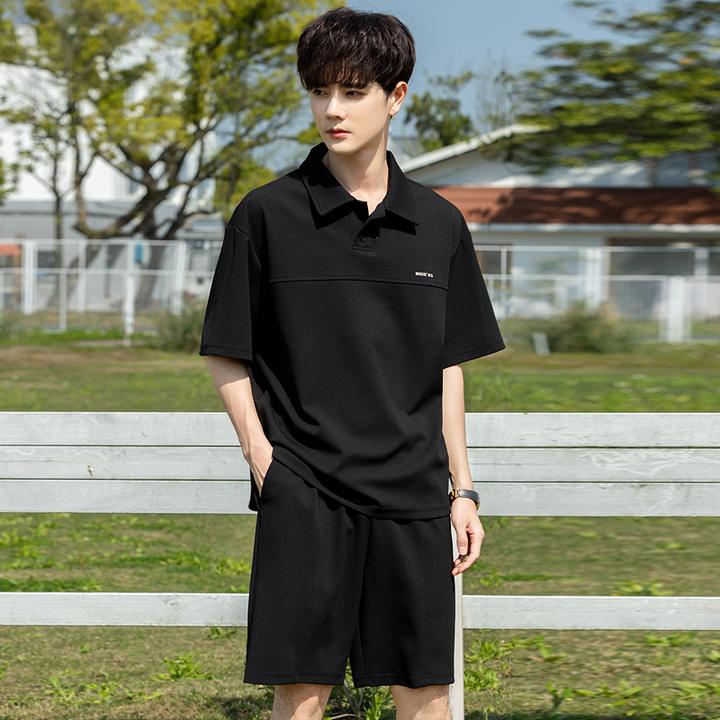 男生夏季套装潮款2025高档运动休闲痞帅夏天轻熟风短袖运动套装